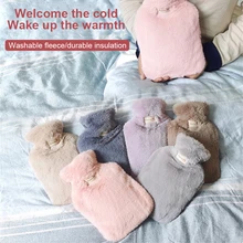 1 Liter Cold-proof Warm Water Bag Water Injection Hot-water Bag Removable Plush Hot Water Bottle Cover Heat Preservation Covers