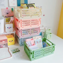 1 PC Mini Desktop Cream Colour Plastic Foldable Stationary Organizer for Pen Pencil Masking Tape Small Thing Storage