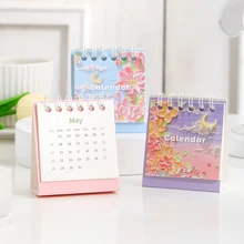 1 Pc 2023 Mini Landscape Painting Flower Planner Calendar Creative Desk Decoration Calendar Student School Office Decor