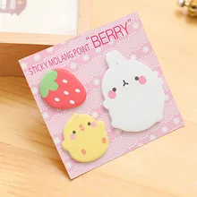 1 Piece Lytwtw's Sticker Molang Sticky Notes Cute Kawaii Cartoon Adhesive Notepad Memo Pad Office Supply School Stationery