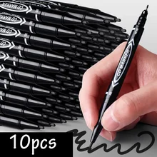 10 Pcs/set Twin Tip Colored Permanent Art Markers Pens Fine Point Waterproof Oily Black Ink Sketchbook Painting School Supplies
