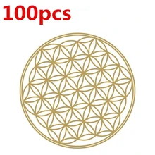 100pcs Flower of Life Energy Sticker Golden PVC Transparent 3cm Stickers