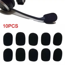 10Pcs Black Mic Protector Replacement Headset Foam Covers Windscreen Windshield Sponge Covers Microphone Cover for Meeting Mic
