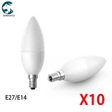 10Pcs/lot E14 E27 LED Candle Bulbs AC 220V led light chandelier lamp 3W 6W 7W 9W bedroom Lamp Decoration Light Energy Saving
