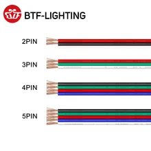 10m 2pin 3pin 4pin 5pin Electric Wires 22AWG 20AWG 18AWG WS2812B WS2813 5050 RGBW Flexible LED Cable Connector Extension Wire