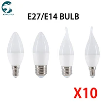 10pcs 2022 NEW Led Light Bulb E14 E27 LED Lamp lndoor Light 3W 6W 9W12W LED Candle Bulb Home Decor Chandelier AC220 Lampada