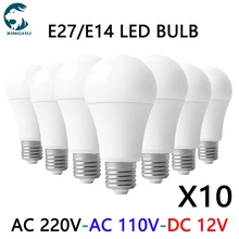 10pcs LED Bulb Lamps E27 E14 AC220V 110V 120V DC12V-85V 24 Light Bulb power20W 18W 15W 12W 9W 5W 3W Lampada Living Room Home LED