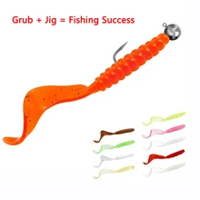 10pcs/Pack Pesca Grub Worms Soft Lure 0.7g/1.3g/2.2g Ribbed Body Power Saltwater Grubs Hook Baits Long Tail Silicone Swimbait