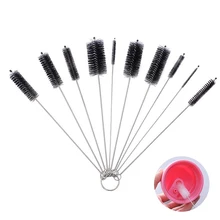 10pcs Set Stainless Steel Soft Hair Brush Pipette Test Tube Baby Bottle Brush Multifunctional Household Cleaning Tools Set