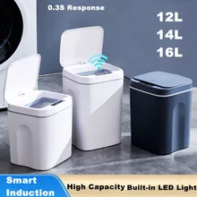 16L Smart Induction Trash Can Automatic Intelligent Sensor Dustbin Electric Touch Trash Bin for Kitchen Bathroom Bedroom Garbage