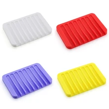 1Pc Bathroom Silicone Flexible Soap Dishes Storage Holder Soapbox Plate Tray Drain Bath Tools