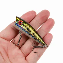 1pc Popper Fishing Lure 6cm/6.5g Hard Bait Artificial Topwater Bass Trout Pike Wobbler Fishing Tackle with 2 Treble Hooks