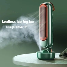 2-IN-1 Mist Air Cooler Bladeless Fan Desktop Silent Air Conditioner Humidifier Home Office Water Moisturizing Mist USB Tower Fan