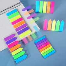 200 Sheets/Pack Color Fluorescence Sticky Notes Set Memo Pad Bookmarks Banners Transparent Sticky Notes School Office Stationery
