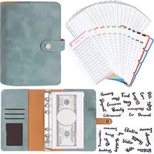 2022 A6 PU Leather Budget Binder Notebook Cash Envelopes System Set with Binder Pockets for Money Budget Saving Bill Organizer