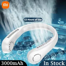 2022 Xiaomi New Mini Neck Fan Portable Bladeless Hanging Neck 3000mAh Rechargeable Air Cooler 3 Speed Mini Summer Sports Fans