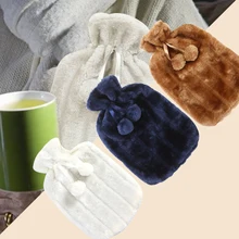2L Cold-proof Warm Faux Fur Fleece Cover Winter Protective Case Removable Plush Hot Water Bottle Cover Heat Preservation Covers