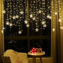 3.2M Christmas Snowflakes LED String Lights Flashing Fairy Curtain Lights Waterproof For Holiday Party Wedding Xmas Decoration