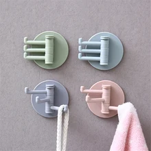 3 Rotating Hooks Rotatable Seamless Adhesive Strong Bearing Stick Hook Kitchen Wall Hanger Bathroom Supplies Dropshipping
