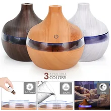 300ML USB Air Humidifier Electric Aroma Diffuser Mist Wood Grain Oil Diffuser For Car Office Home Have 7 LED Light Humidifiers