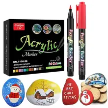 36 Colors Acrylic Paint Pens Brush Marker Pen for Rock Painting Stone Ceramic Glass Wood Canvas DIY Art Making Supplies