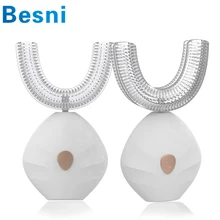 360 Degrees Intelligent Automatic Sonic Electric Toothbrush 3 Modes U Type ToothBrush USB Charging Tooth Whitening Blue Light