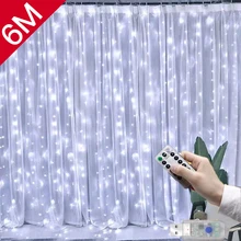 3M LED Curtain Garland on The Window USB String Lights Fairy Festoon Remote Control Christmas Wedding Decorations for Home Room