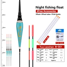 3PCS Limunous Fishing Floats+3 Float Tubes+1 Bag Hooks Night Electric Buoy Shallow Water Electric Buoy Soft Tail Nano Buoy Tools