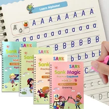 4 Books Reusable Copybook For Calligraphy Learn Alphabet Painting Arithmetic Math Children Handwriting Practice Books Baby Toys