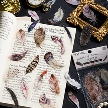 40Pcs Diary Sticker Scrapbooking Feather Books Planner Japanese Junk Journal Kawaii Decorative Stationery Craft Sticker