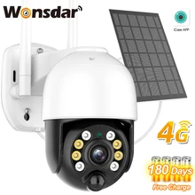 4G SIM Card Solar Camera Built-in Battery Outdoor IP Camera 2K WIFI Wireless Security PTZ Camera PIR Motion Surveillance iCSee