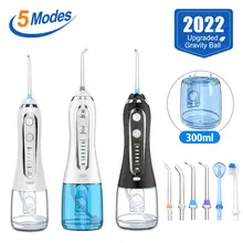 5 Modes 300ml Oral Irrigator USB Rechargeable Dental Water Flosser Jet Portable Irrigator Dental Teeth Cleaner+ 6 Jet Tips & Bag