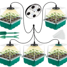 5 Pack Seedling Tray with Grow Light Plant Seed Starter Trays Kit Greenhouse Growing Trays with Holes 12 Cell Per Tray