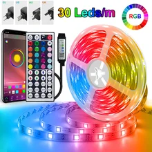 5050 RGB LED Strip Lights 30leds/m Bluetooth Tape Diode Luses LED Ribbon Neon Night Light Lamp For Room Wall Decor TV