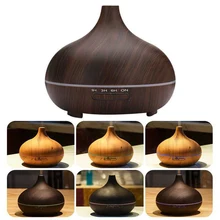550ML Aromatherapy Essential Oil Diffuser Wood Grain Remote Control Ultrasonic Air Humidifier Cool with 7 Color LED Light