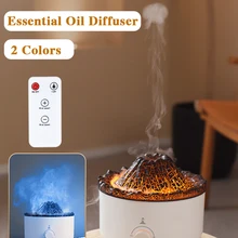 560ml Volcano Jellyfish Air Humidifier Flame Aroma Diffuser Essential Oils Perfume Electric Smell Distributor for Home Freshener