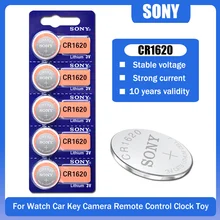 5PCS 3V 70mAh Original SONY CR1620 DL1620 5009LC ECR1620 Lithium Button Battery For Watch Camera Remote Control Scales Computer