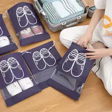 5pcs Portable Shoes Storage Bag Travel Waterproof Drawstring Pocket Shoes Storage Bag Closet Organizer Clothing Classified Bag