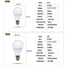 6PCS/LOT LED Bulbs DC/AC 12V 24V 36V 48V E27 6W 9W 12W 15W LED Lamp 6500K SMD 2835 Home Camping Hunting Outdoor Light lamparas