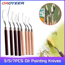 7Pcs/Set Stainless Steel Oil Painting Knives Artist Crafts Spatula Palette Knife Oil Painting Mixing Knife Scraper Art Tools