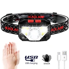 8 Modes Handfress Motion Sensor Waterproof Powerful LED Headlight Headlamp Head Lamp COB Flashlight Torch head light
