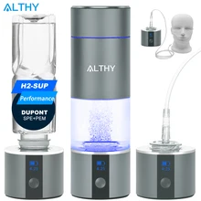ALTHY 6th Generation Hydrogen Water Generator Bottle DuPont SPE+PEM Dual Chamber lonizer Cup + H2 Inhalation device 5000PPB MAX