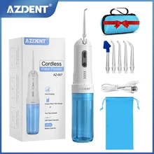 AZDENT AZ-007 Oral Irrigator USB Recharge Cordless Water Teeth Flosser Cleaner Travel Foldable 5 Jet Tips 4 Modes Adult Child