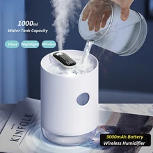 Air Humidifier 1000ml Wireless USB Portbale Aroma Diffuser 3000mAh Battery Rechargeable Essential Oil Humidificador For Home