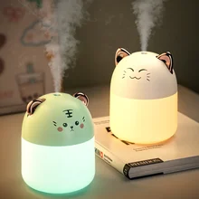 Air Humidifier for Home Ultrasonic Car Mist Maker with Colorful Night Cat USB Lamps Mini Office Air Purifier