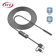 Android Endoscope Camera 5.5MM 7MM Mini Lens 3IN1 Tpye-c Micro USB Car Inspection Borescope 6LEDs Waterproof for Phones PC AN98