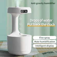 Anti-gravity Water Drop Humidifier Desktop Ultrasonic Cool Mist Spray Maker Levitating Droplet Backflow Fogger LED Display Home