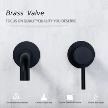 Bathroom Faucet Mixer Sink Tap Wash Basin Matte Black Hot And Cold Water Wall Mount Spout Bath With Modern Lever Handle 1085