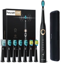 Black Sonic Electric Toothbrush 8 PCS Replacement Heads AdultsTeeth Brush For Oral Care Smart Timer
