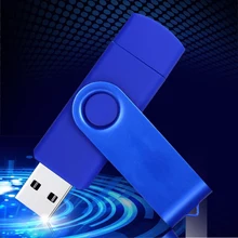 Blue 64GB USB 2.0 OTG USB Flash Drive Smartphone USB Stick Mobile hard disk U disk burning disk